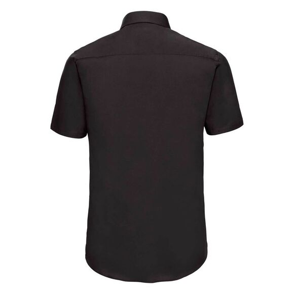 Russell Collection Mens Short Sleeve Easy Care Fitted Shirt / Black - Picture 2 of 2